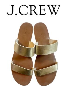 J. Crew Gold Easy Summer Slide Sandal Sleek Whimsical Fairycore L1079 Women 9